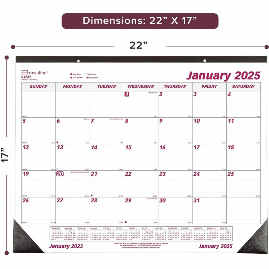 Dominion Blueline, Inc Brownline C1731 Brownline Professional Monthly Desk/Wall Calendar