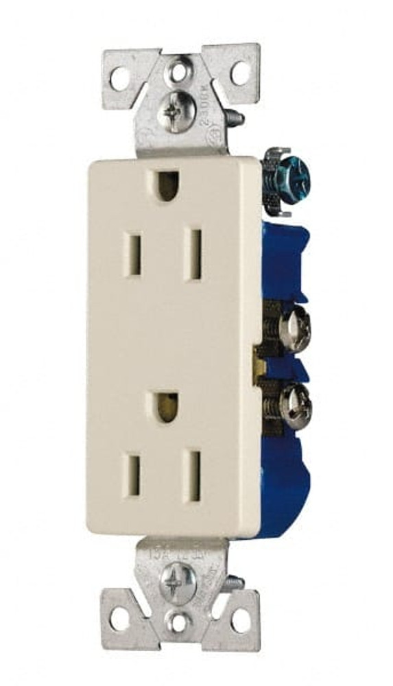 Cooper Wiring Devices 1107W Straight Blade Duplex Receptacle: NEMA 5-15R, 15 Amps, Self-Grounding