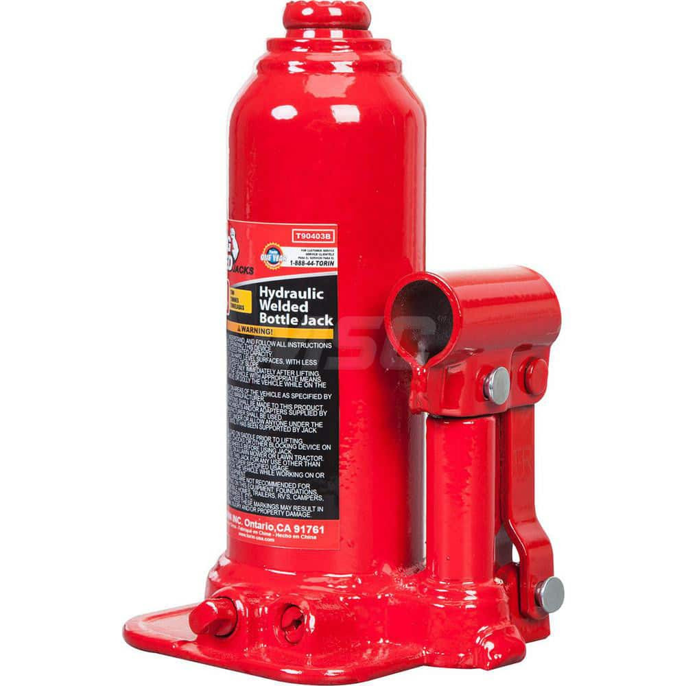 Big Red T90403B Manual Bottle, Screw, Ratchet & Hydraulic Jacks; Jack Type: Hydraulic Bottle Jack ; Load Capacity (Tons): 4 ; Minimum Height (Inch): 7-5/8 ; Minimum Height (Decimal Inch): 7.6250 ; Maximum Height (Inch): 14.6450 ; Maximum Height (Inch