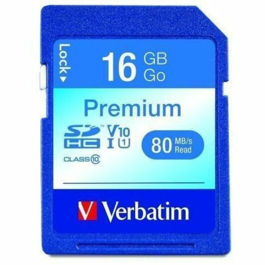 Verbatim America, LLC Verbatim 96808 Verbatim 16GB Premium SDHC Memory Card, UHS-I Class 10