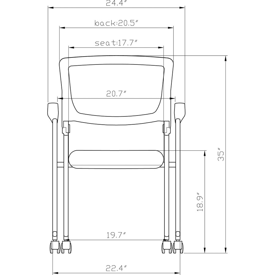 Lorell 41845 Lorell Mobile Mesh Back Nesting Chairs with Arms