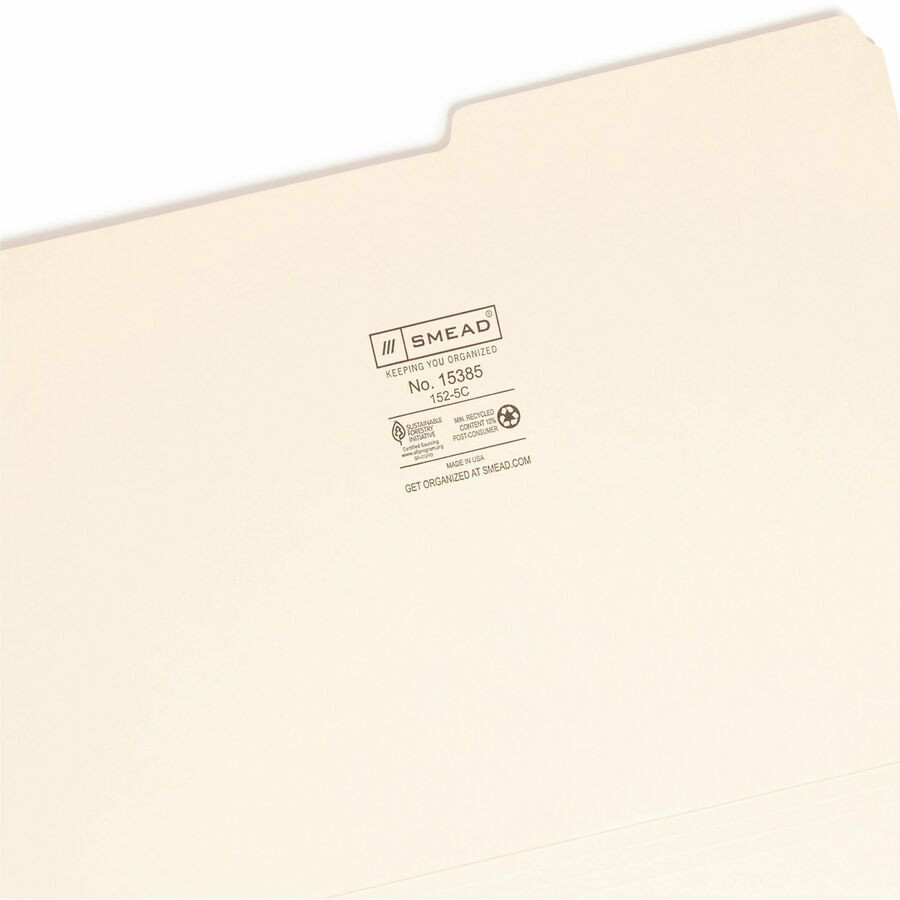 Smead Manufacturing Company Smead 15385 Smead 2/5 Tab Cut Legal Recycled Top Tab File Folder