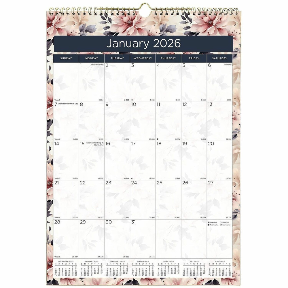 Dominion Blueline, Inc Blueline C173128 Blueline Abstract Floral Monthly Wall Calendar