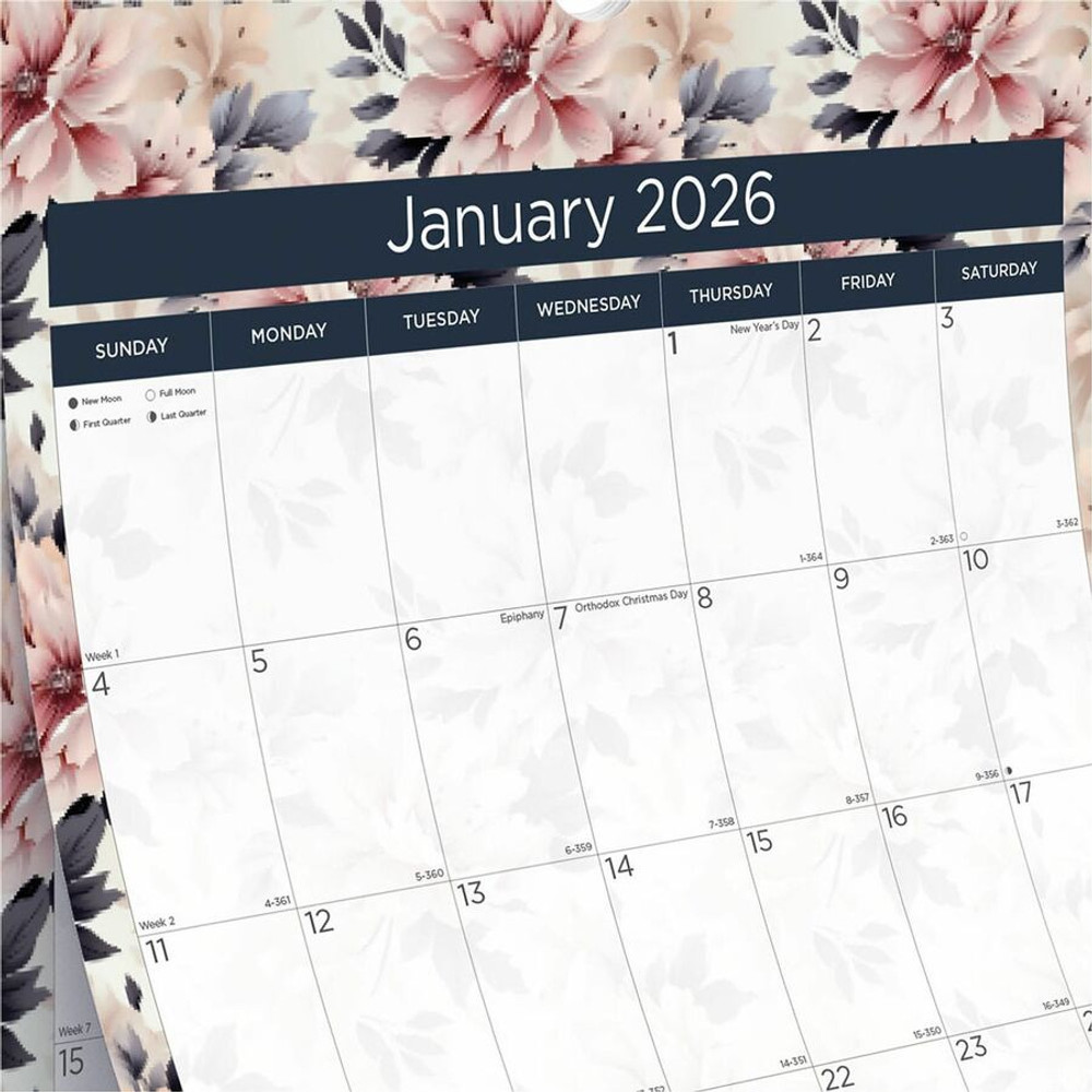 Dominion Blueline, Inc Blueline C173128 Blueline Abstract Floral Monthly Wall Calendar