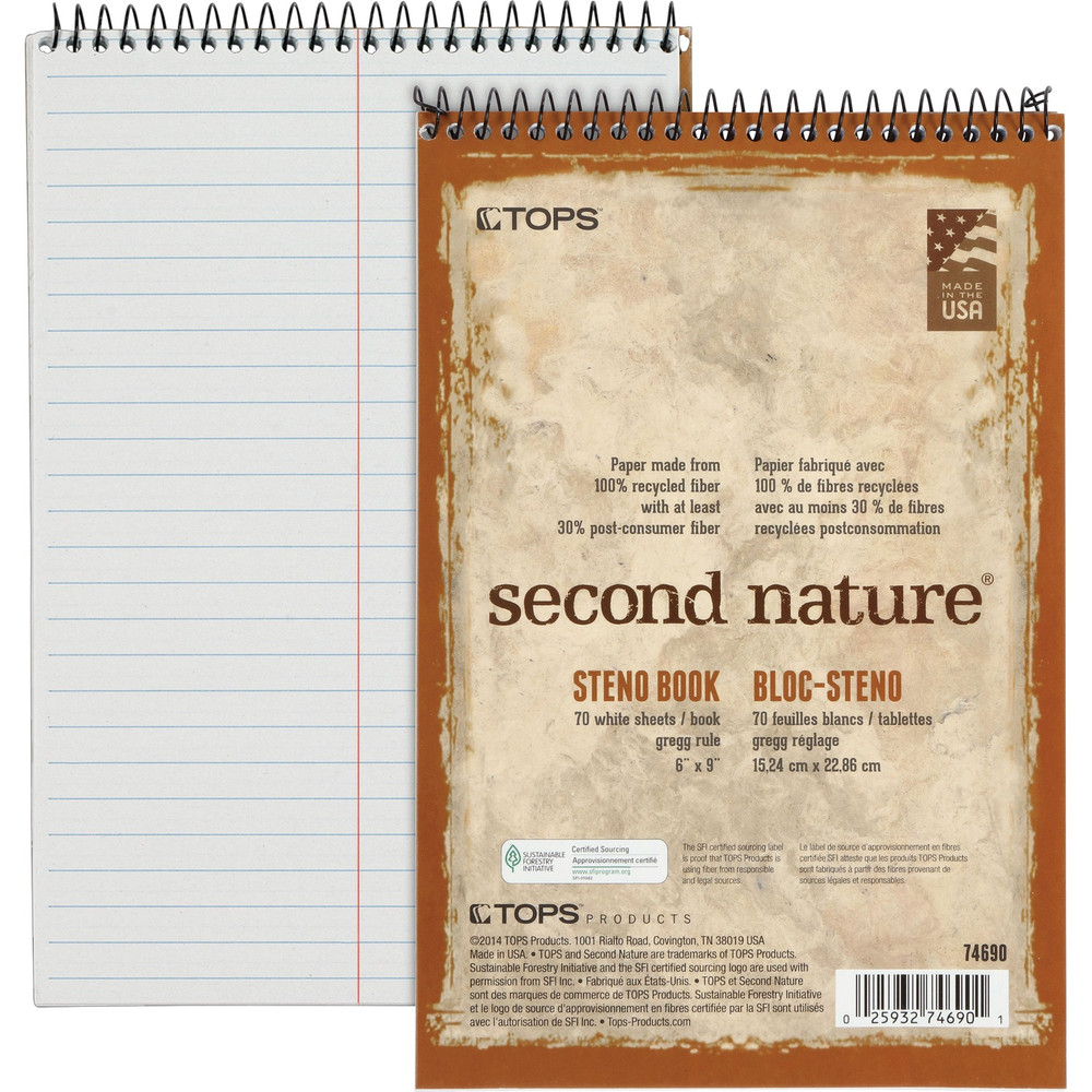 TOPS Products TOPS 74690 TOPS Second Nature Spiral Steno Notebook