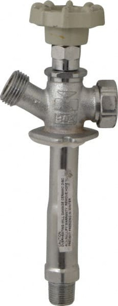 B&K Mueller 104-821HC 1/2" Pipe, 4" Long Shank, Chrome Plated Brass Antisiphon Frostfree Sillcock