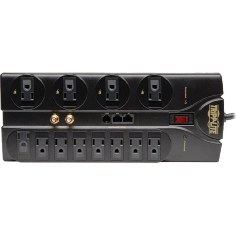 Tripp Lite by Eaton TLP1208SAT Tripp Lite by Eaton Protect It! 12-Outlet Surge Protector, 8 ft. (2.43 m) Cord, 2880 Joules, Tel/Modem/Coaxial/Ethernet Protection