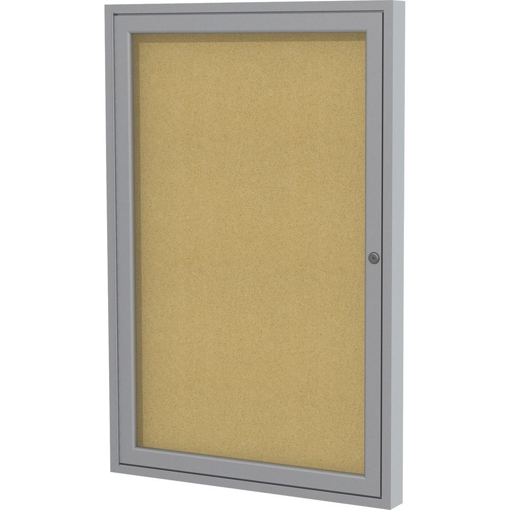 Ghent Manufacturing, Inc Ghent PA12418K Ghent 1 Door Enclosed Natural Cork Bulletin Board with Satin Frame