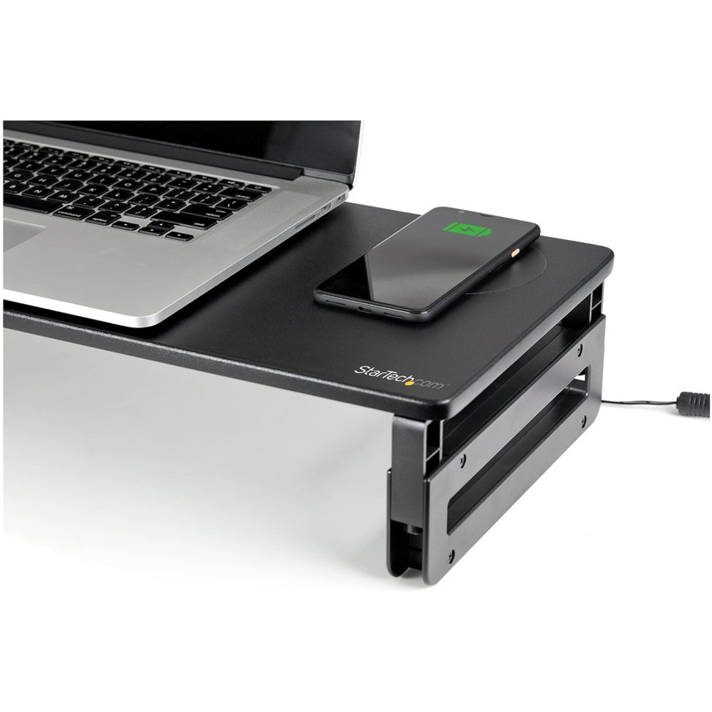 StarTech.com MONSTADQI StarTech.com Monitor Riser Stand with Wireless Charging Pad, 15W Qi Charger for Phone, Height Adjustable Computer Monitor Riser for Desk
