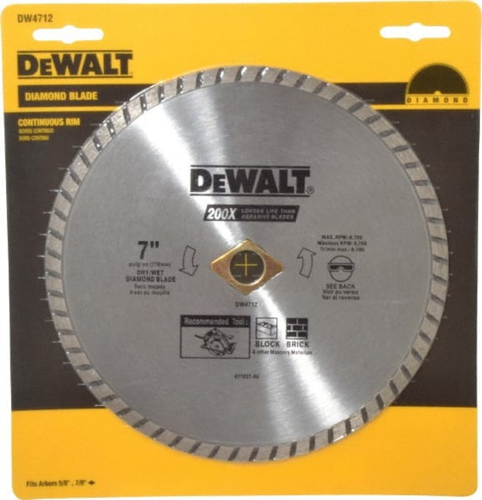 DeWALT DW4712 Wet & Dry Cut Saw Blade: 7" Dia, 5/8" Arbor Hole