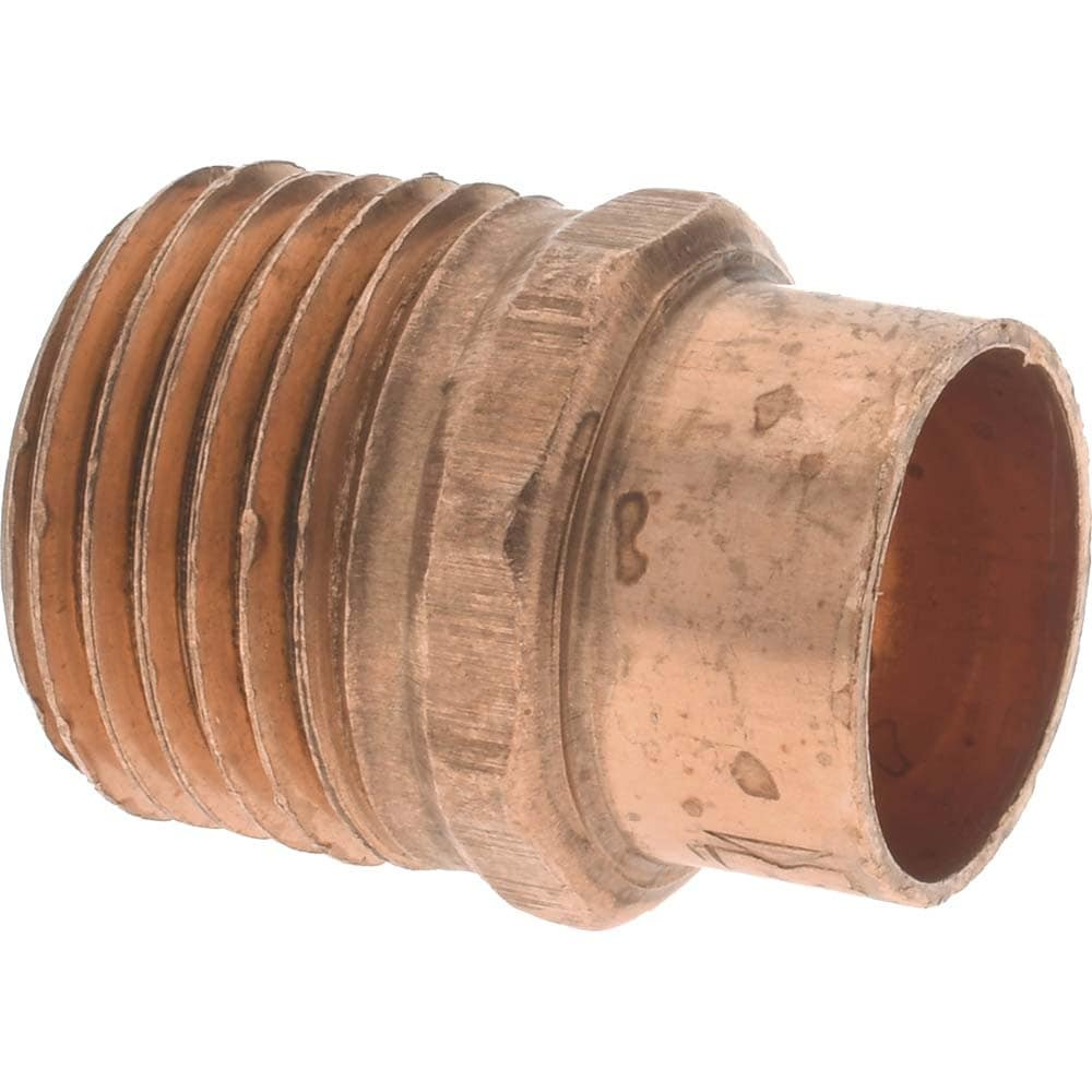 Mueller Industries W 01131 Wrot Copper Pipe Adapter: 1/2" Fitting, C x M, Solder Joint