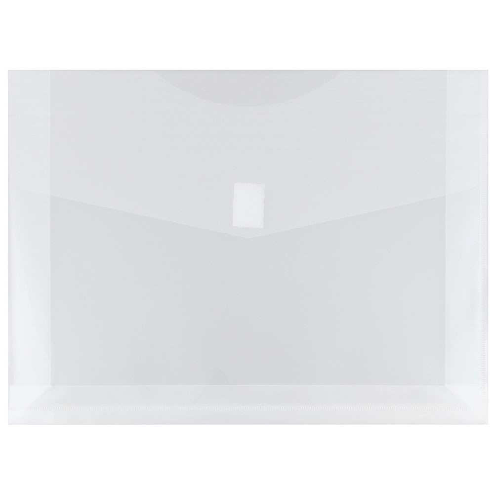 JAM PAPER AND ENVELOPE JAM Paper 218V2CL  Plastic Booklet Expansion Envelopes, Letter-Size, 9 3/4in x 13in, Hook & Loop Closure Closure, Clear, Pack Of 12