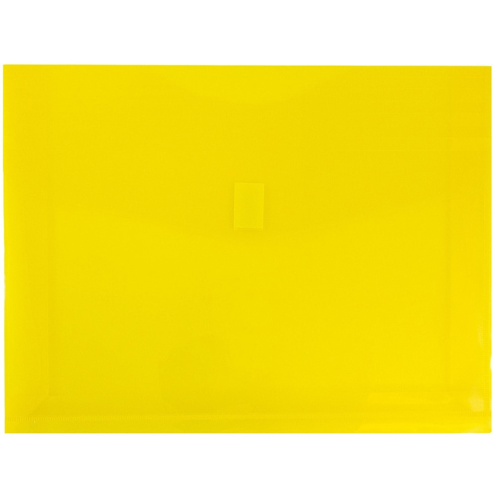 JAM PAPER AND ENVELOPE 218V2YE JAM Paper Plastic Booklet Expansion Envelopes, Letter-Size, 9 3/4in x 13in, Hook & Loop Closure, Light Yellow, Pack Of 12