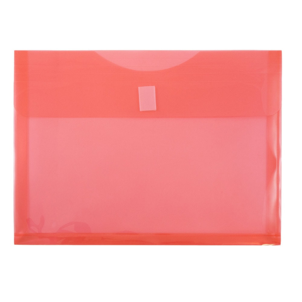 JAM PAPER AND ENVELOPE 218V1RE JAM Paper Plastic Booklet Expansion Envelopes, Letter-Size, 9 3/4in x 13in, Hook & Loop Closure, Dark Red, Pack Of 12