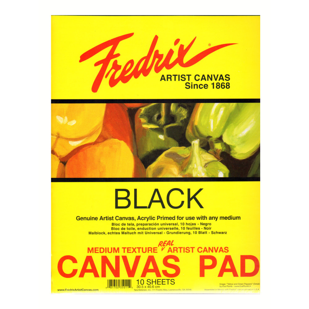 TARA MATERIALS, INC. Fredrix 35021  Black Canvas Pad, 16in x 20in, 10 Sheets