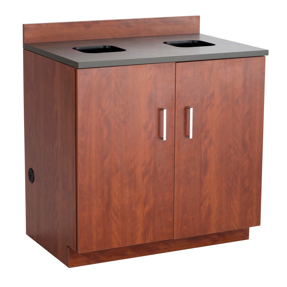 SAFCO PRODUCTS CO 1704MH Safco Modular Hospitality Base Cabinet, Waste Management, Mahogany/Rustic Slate