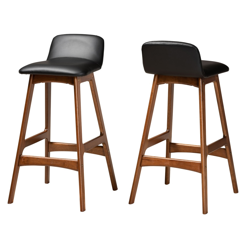 WHOLESALE INTERIORS, INC. 2721-11018 Baxton Studio Darrin Bar Stools, Black/Walnut, Set Of 2 Stools