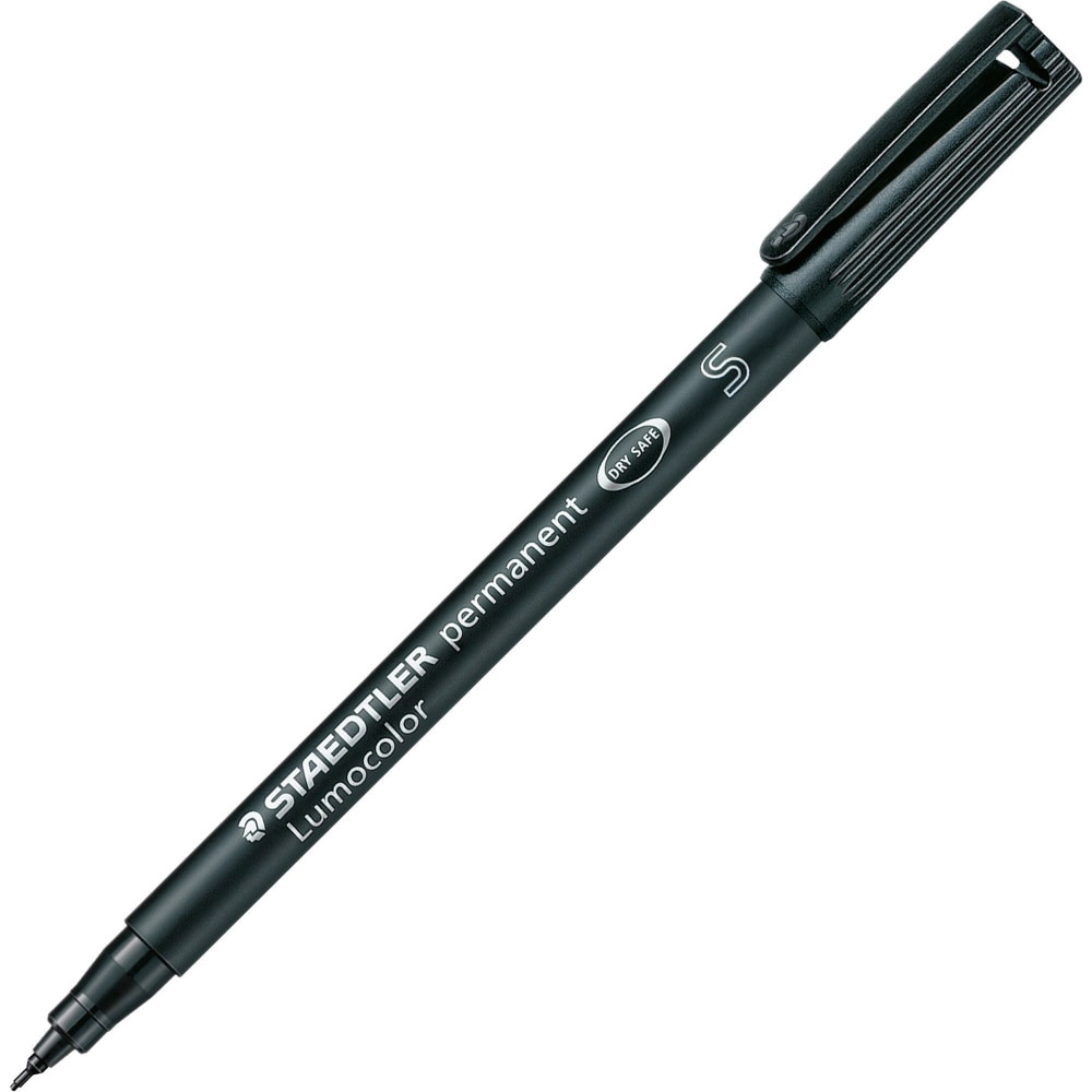 STAEDTLER-MARS GMBH & CO KG 3139 Staedtler Lumocolor Permanent Pen Markers, Fine Point, 0.4 mm, Black, Box Of 10