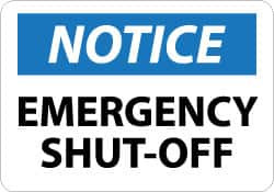 AccuformNMC Accident Prevention Sign: Rectangle, "Notice, Emergency Shut-Off" N267PB