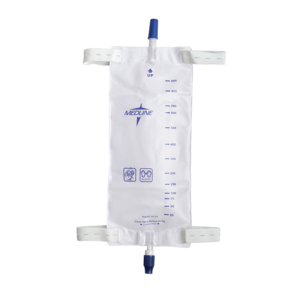 MEDLINE INDUSTRIES, INC. Medline DYND12578  Leg Bags With Straps, Large, 32 Oz, Pack Of 48 Bags