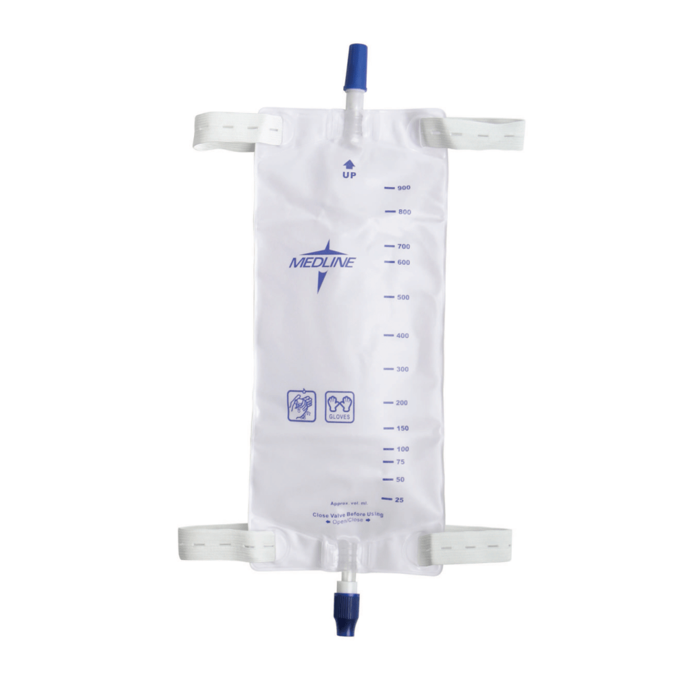 MEDLINE INDUSTRIES, INC. DYND12578 Medline Leg Bags With Straps, Large, 32 Oz, Pack Of 48 Bags