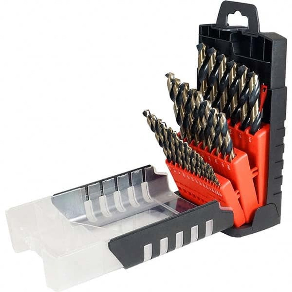 Cle-Force C69368 Drill Bit Set: Jobber Length Drill Bits, 29 Pc, 0.0625" to 0.5" Drill Bit Size, 135 °, High Speed Steel