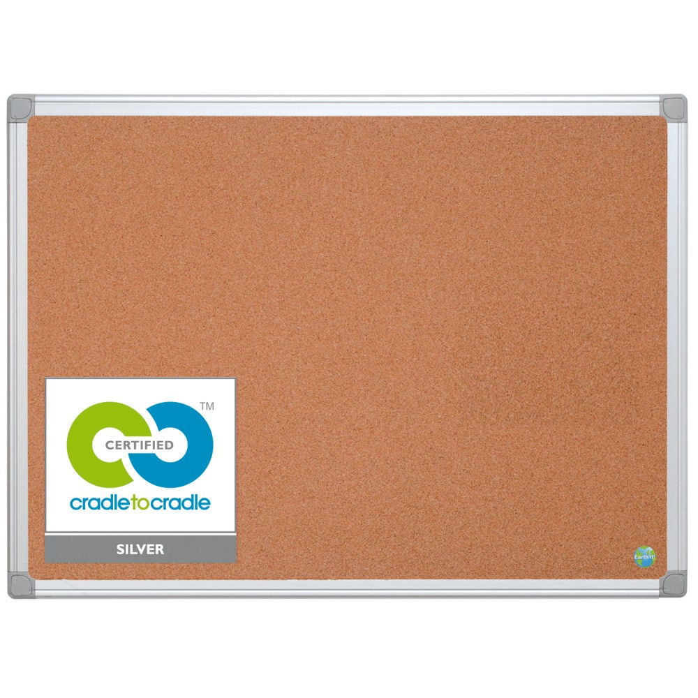 BI-SILQUE VISUAL COMM.PROD. CA031790 MasterVision Earth Cork Board, 24in x 36in, 80% Recycled, Aluminum Frame With Silver Finish