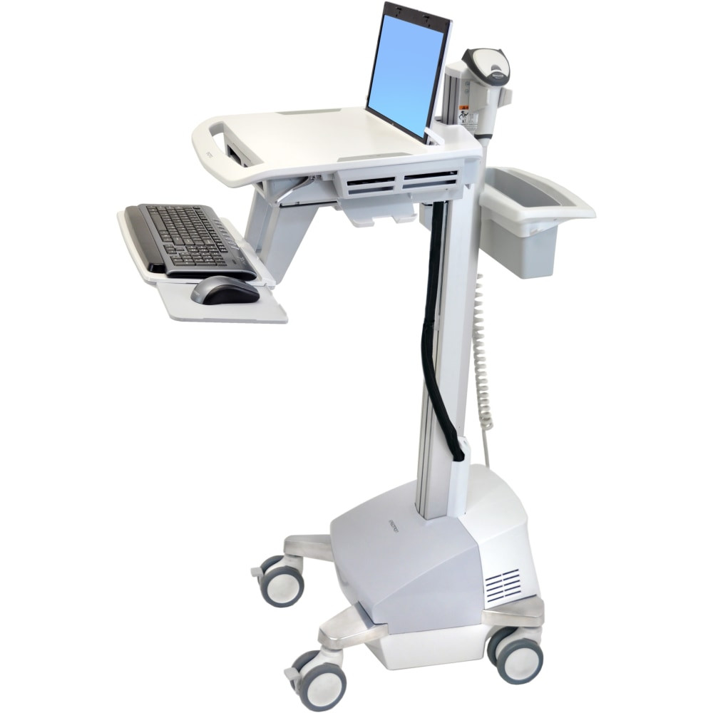 ERGOTRON SV42-6301-6  StyleView EMR Cart with LCD Pivot, SLA Powered - 35 lb Capacity - 4 Casters - Plastic, Aluminum, Zinc Plated Steel - 22.4in Width x 31in Depth x 65.1in Height - Gray, White, Polished Aluminum