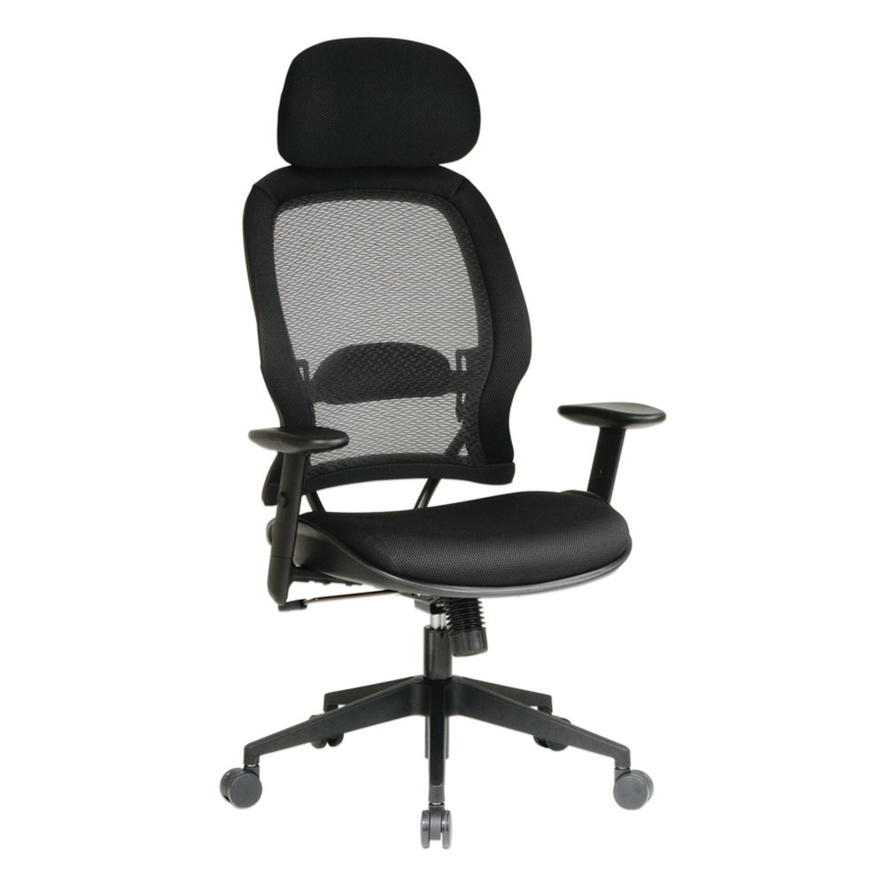 OFFICE STAR PRODUCTS 55403 Office Star Professional Air Grid Mesh High-Back Office Chair With Headrest, Black