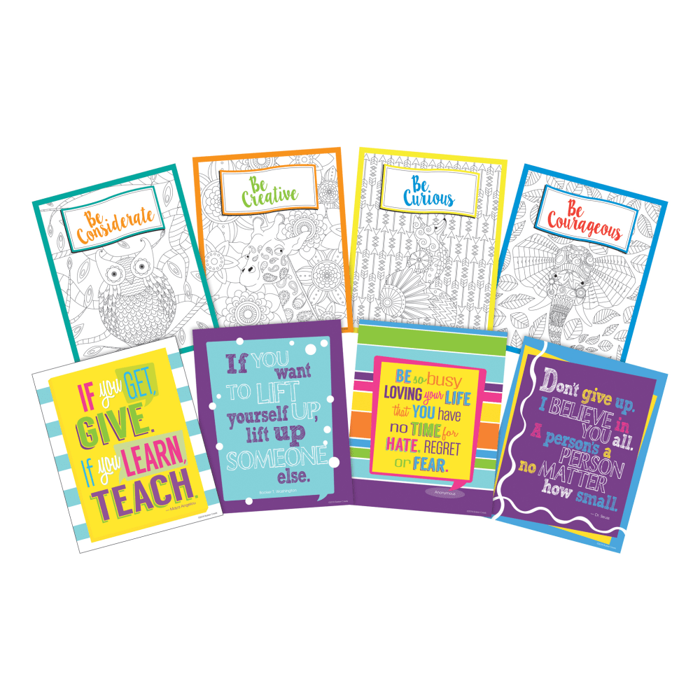 Creating a positive environment for learning can help motivate students to push past their boundaries. These colorful art prints provide kids with an inspiring quote that can spark their imaginations.  Eye-catching art prints contain motivational quotes that help inspire and stir the imaginations of your students.  Colorful art prints are suitable for framing. Frame not included.  Each piece measures 8in x 10in.  Art prints are great for the classroom, workplace or home.  Happy and Boho designs provide a fun look.  Remote learning from anywhere is easier with the right essentials.