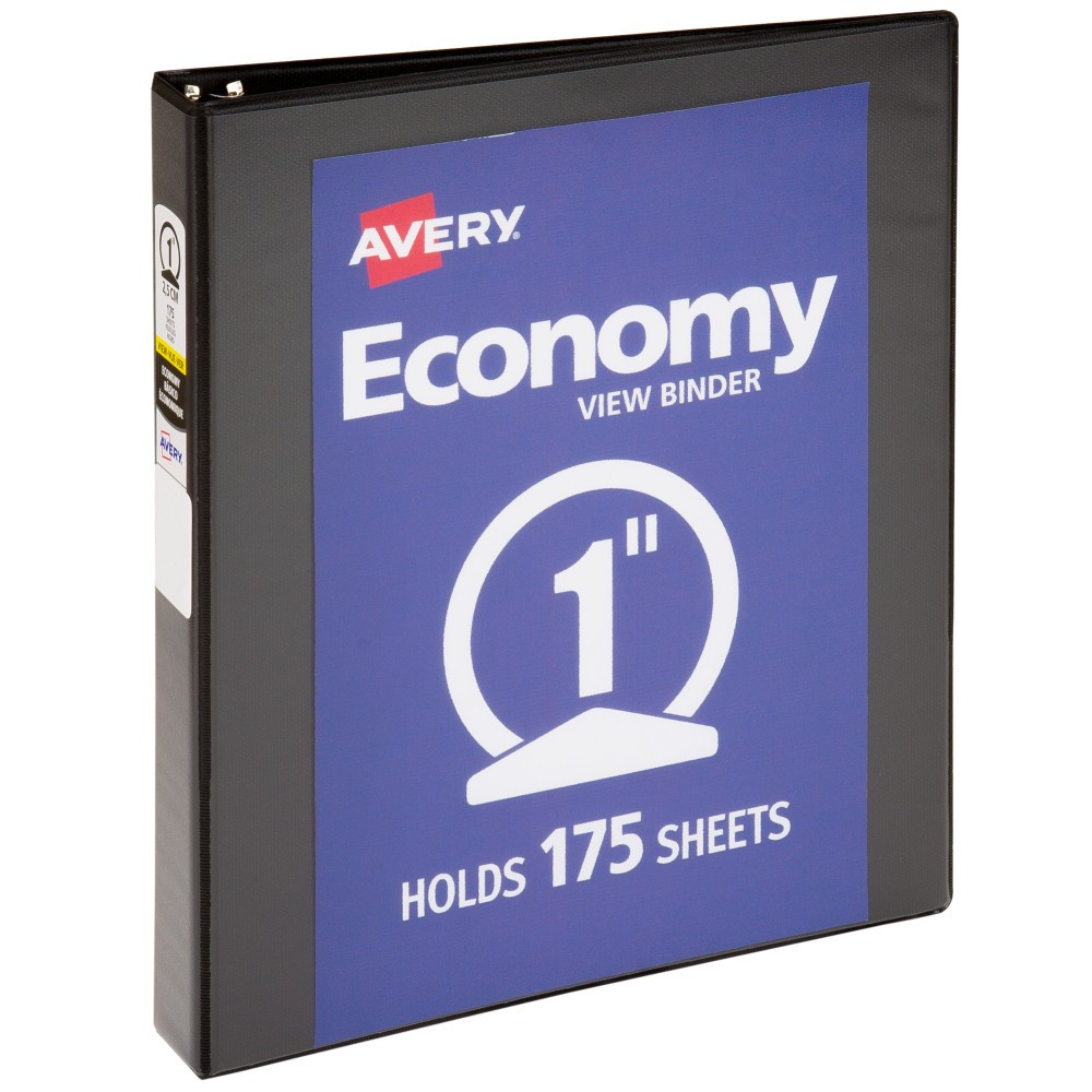 AVERY PRODUCTS CORPORATION Avery 05710  Economy View 3 Ring Binder, 1 Inch Round Rings, Black, 1 Binder