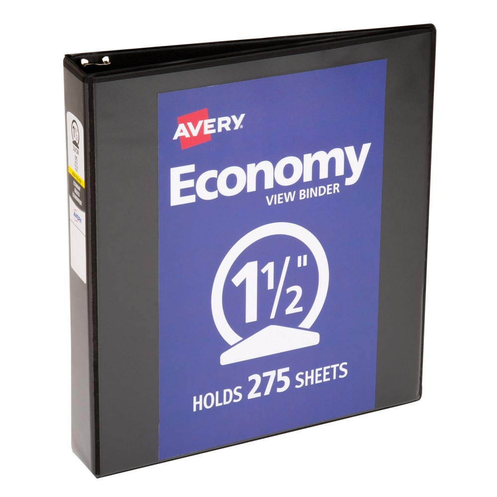 AVERY PRODUCTS CORPORATION 5725 Avery Economy View 3-Ring Binder, 1 1/2in Round Rings, Black