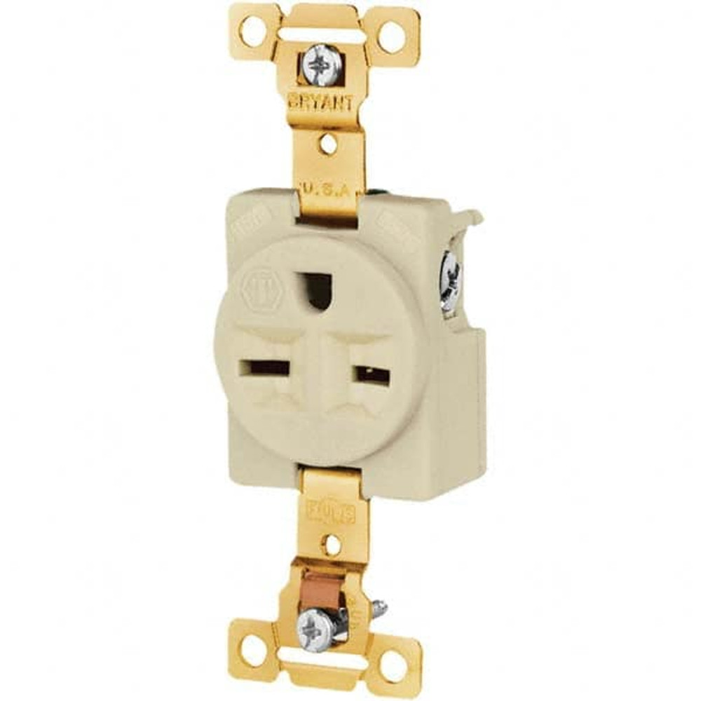 Bryant Electric 5661I Straight Blade Single Receptacle: NEMA 6-15R, 15 Amps, Grounded