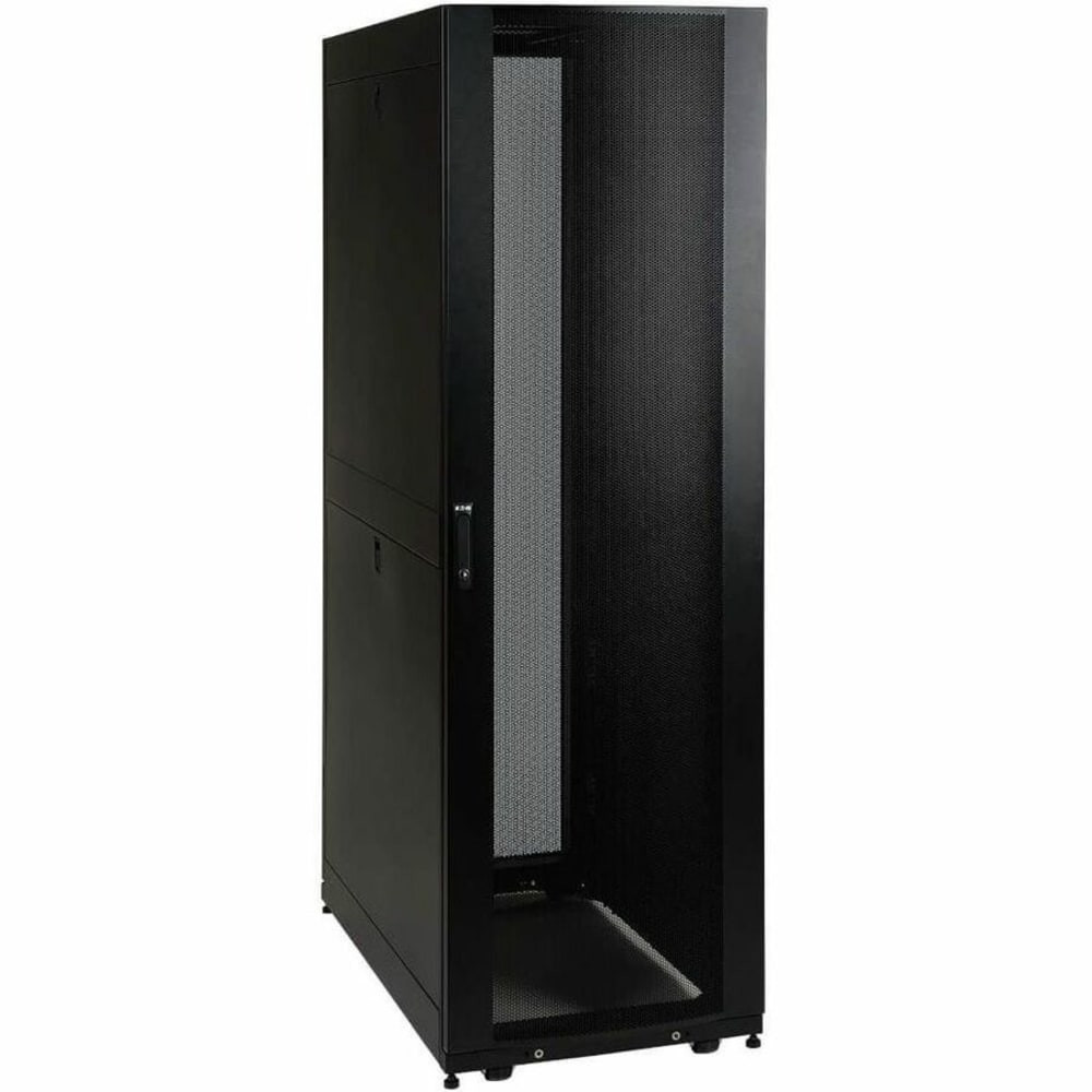 Versatile Design. This rack enclosure features an adjustable depth, allowing it to accommodate a wide range of equipment sizes and a reversible design for flexible installation options.  Easy Setup. The included mounting kit simplifies the installation process, ensuring users can quickly and efficiently set up the rack for immediate use.  Secure Storage. The lockable front and rear doors provide a secure environment for equipment, while lockable side panels enhance safety against unauthorized access.  Compliance Standards. This rack enclosure meets various compliance standards, including EIA-310-E, UL 60950, NOM, and RoHS, ensuring reliability and safety in its design and use.  Mobility. Equipped with wheels, this cabinet enables smooth transport, making it easy to rearrange or relocate within a workspace.  This product is heavy and/or oversized and may need more than one person to handle.