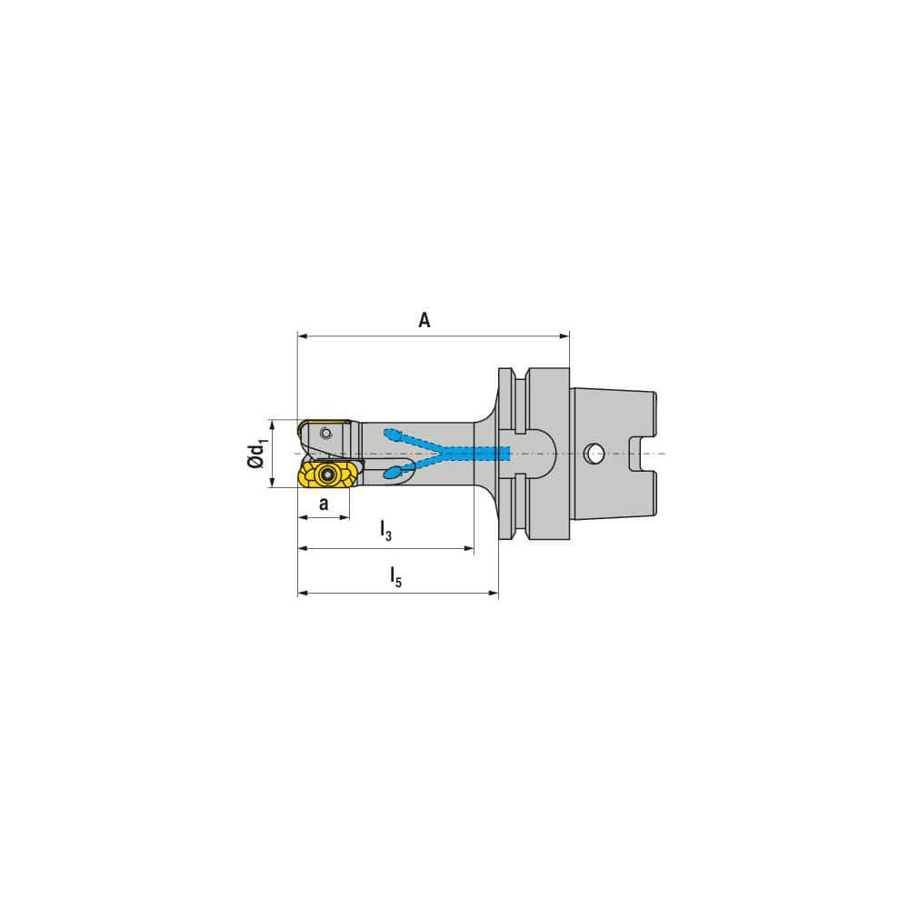 Ceratizit 50721225 Indexable Square-Shoulder End Mills; Maximum Depth of Cut (mm): 18.00 ; Cutter Style: MHPC ; Shank Type: Taper ; Insert Holding Method: Screw ; Maximum Ramping Angle: 11 ; Shank Taper Size: HSK63A