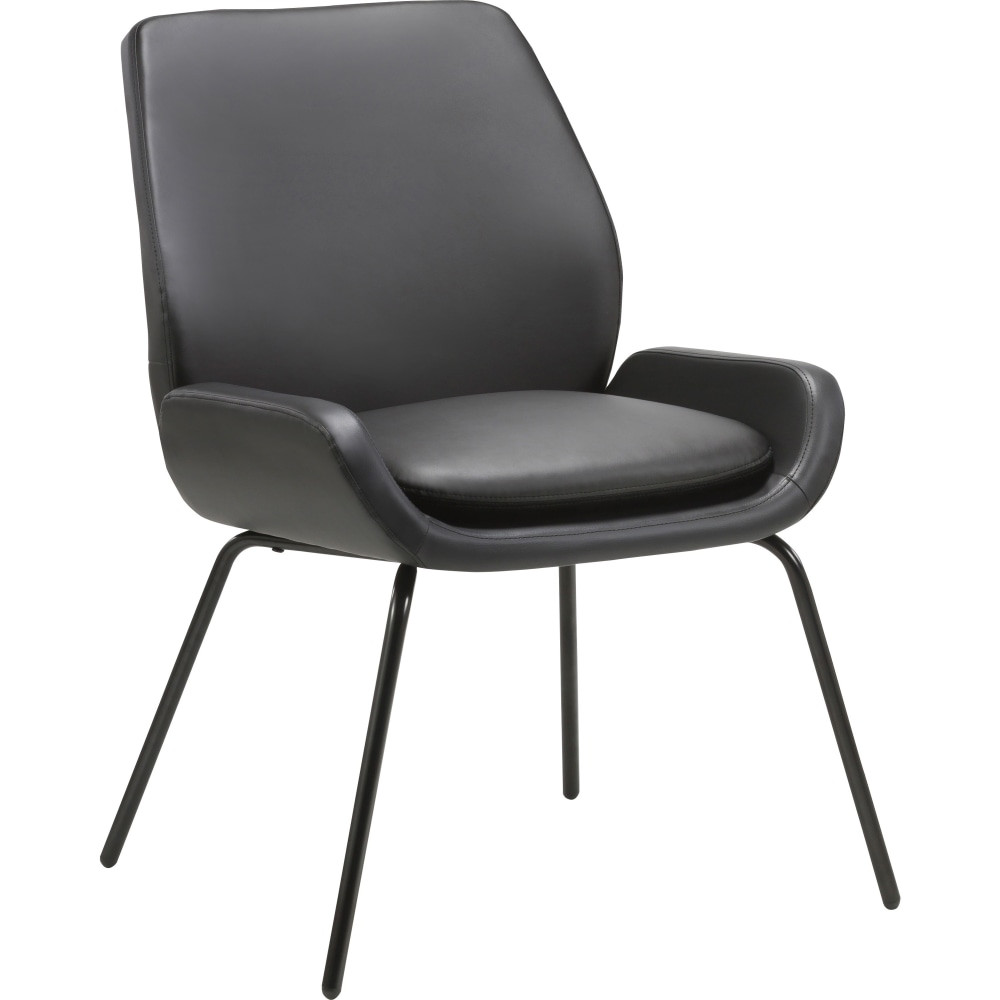 SP RICHARDS Lorell 68574  U-Shaped Seat Guest Chair - Bonded Leather Seat - Bonded Leather Back - Black - 1 Each