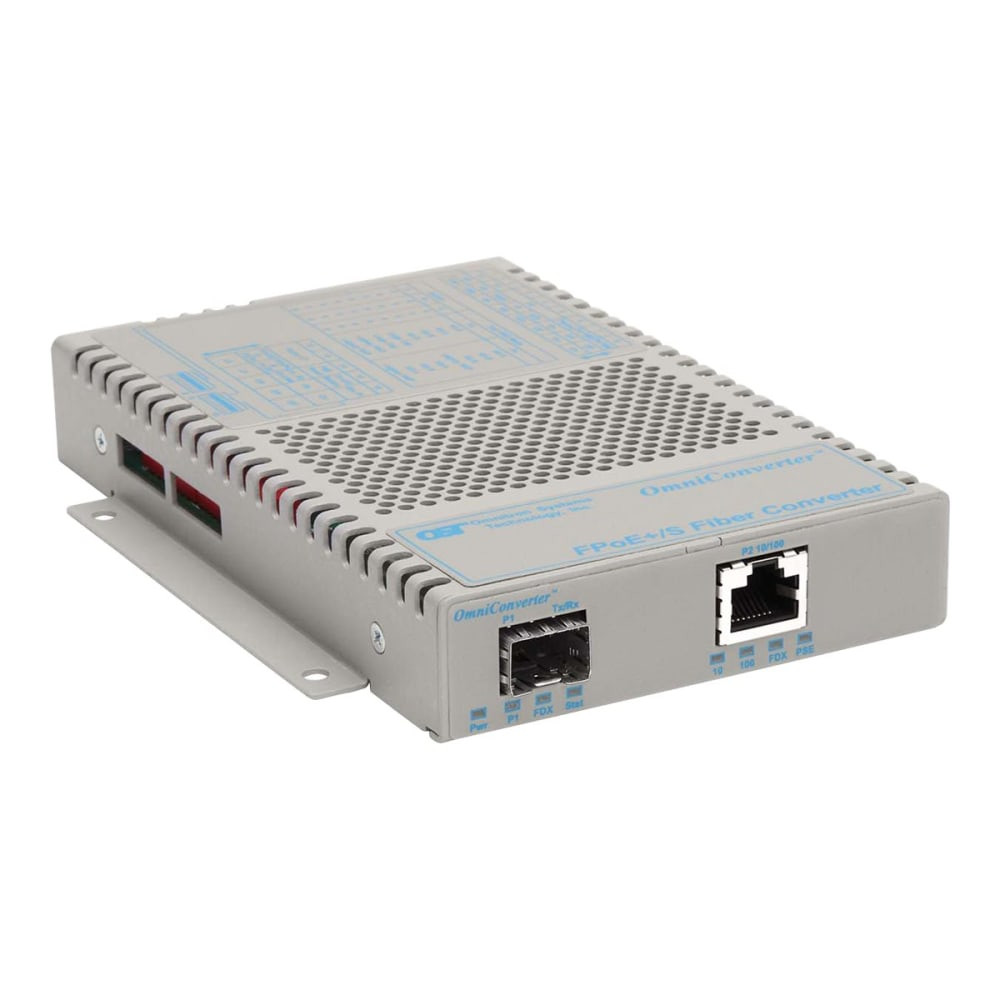 OMNITRON SYSTEMS TECHNOLOGY, INC. 9339-0-11 Omnitron OmniConverter FPoE+/S - Fiber media converter - 100Mb LAN - 10Base-T, 100Base-FX, 100Base-TX - RJ-45 / SFP (mini-GBIC)