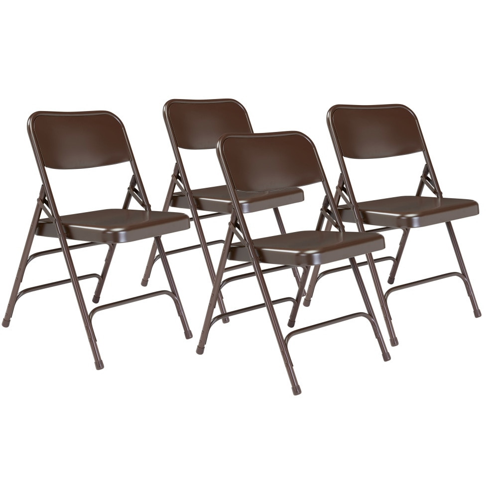 OKLAHOMA SOUND CORPORATION 303/4 National Public Seating 300 Series Steel Folding Chairs, Brown, Set Of 4 Chairs