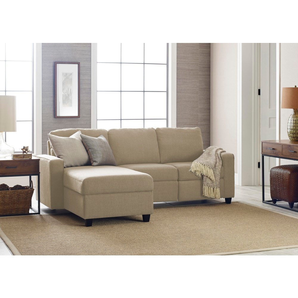 MILLWORK HOLDING CO INC UPH2001291 Serta Palisades Reclining Sectional With Storage Chaise, Left, Beige/Espresso