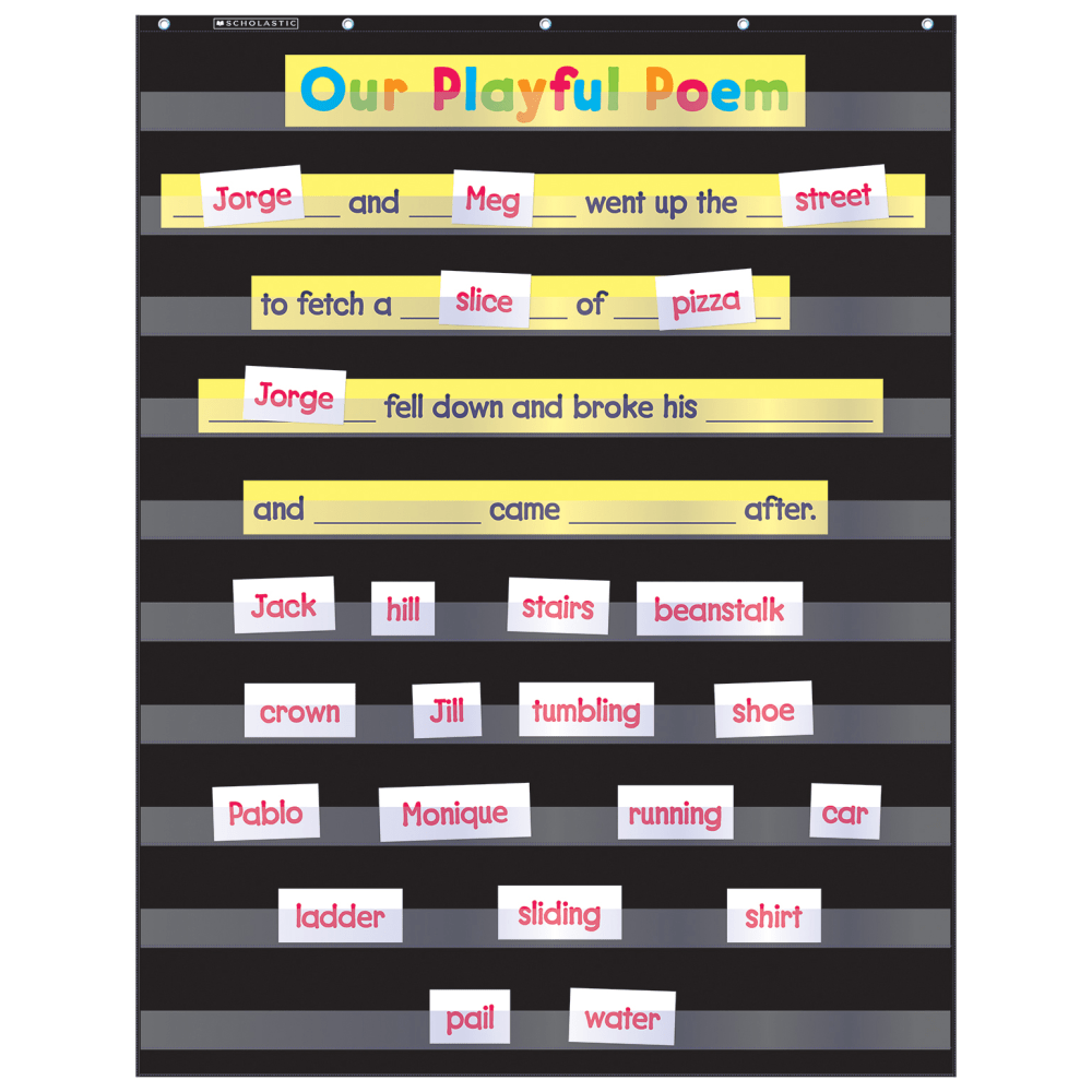 Create dynamic lesson plans for the entire class and small groups with this pocket chart. Each chart is crafted from durable materials to last year after year.  Decorate your classroom to teach whole-class and small-group lessons.  A great addition to any classroom.  Suitable for kindergarten to 5th grade classrooms.  Crafted from nylon for lightweight durability, while reinforced grommets add strength that resists tearing.