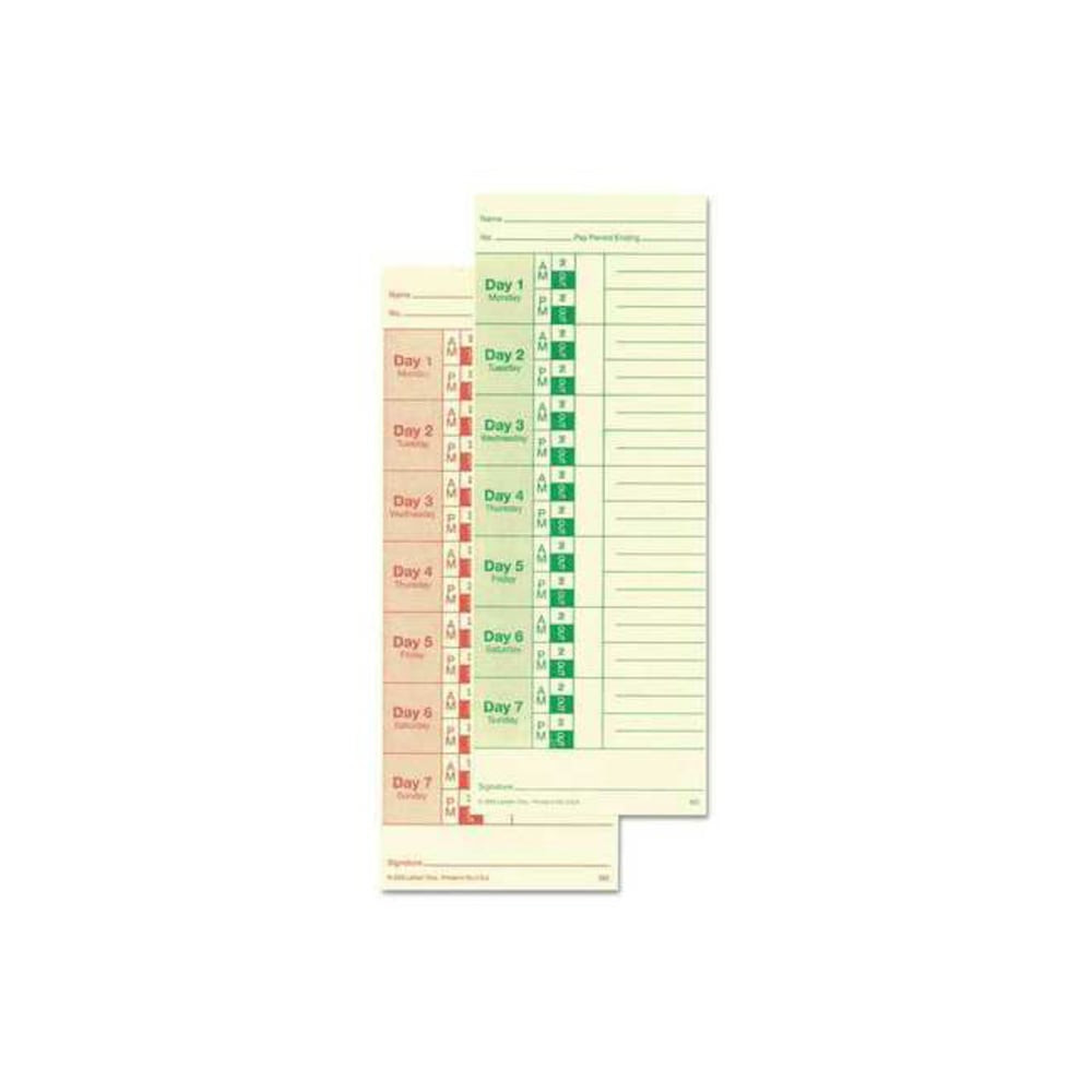 LATHEM TIME CORPORATION M2-100 Lathem Time Cards, Weekly, 2-Sided, 3 3/8in x 9in, Box Of 100