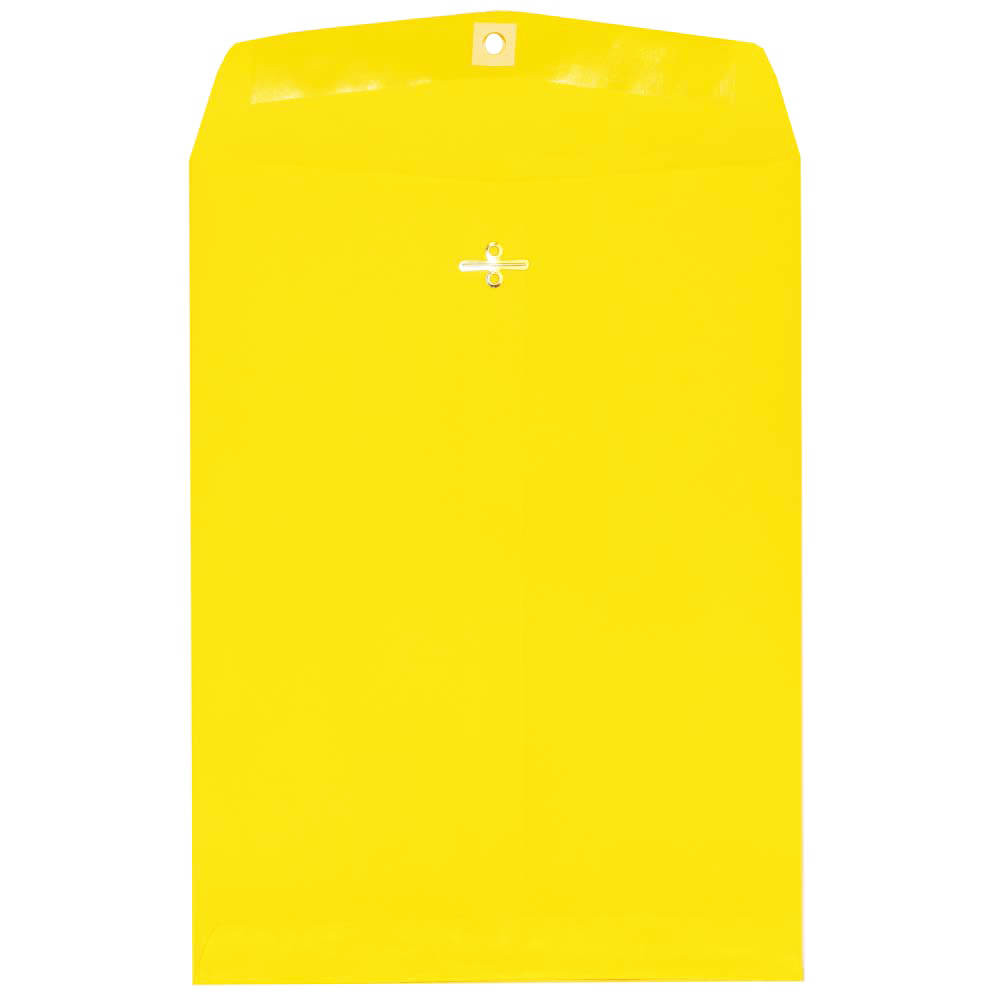 JAM PAPER AND ENVELOPE 92953 JAM Paper Open-End 9in x 12in Catalog Envelopes, Clasp Closure, Yellow, Pack Of 100 Envelopes