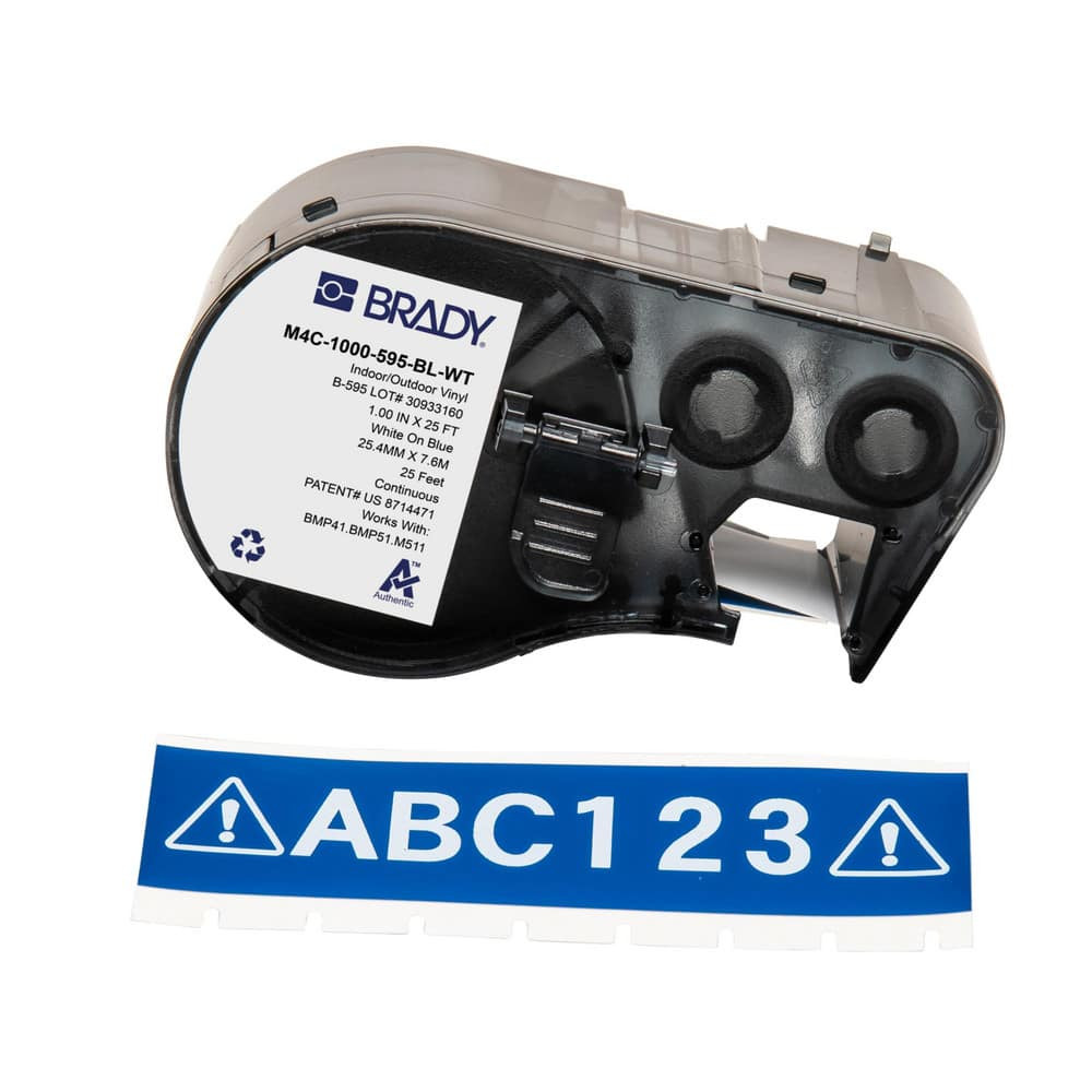 Brady 170836 Labels, Ribbons & Tapes; Application: Label Printer Cartridge ; Type: Label Printer Cartridge ; Color Family: Blue ; Color: White on Blue ; For Use With: BMP41; BMP51; BMP53; M511 ; Width (Inch): 1