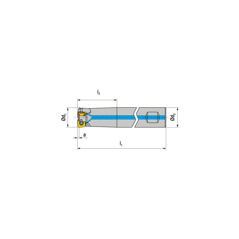 Ceratizit 50681620 Indexable High-Feed End Mill: 20 mm Cut Dia, 20 mm Weldon Flat Shank