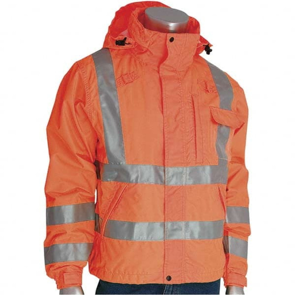 Falcon 353-2000-OR/M Rain Jacket: Size Medium, High-Visibility Orange, Polyester