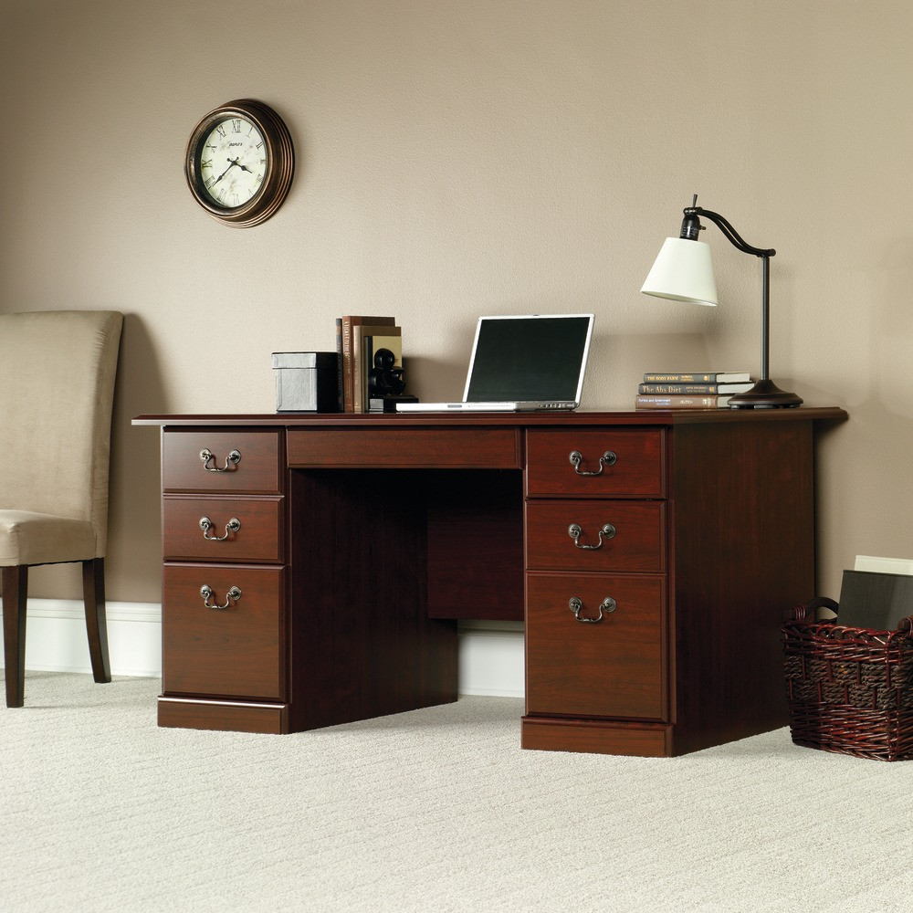 SAUDER WOODWORKING CO. 109830 Sauder Heritage Hill 60inW Executive Computer Desk, Classic Cherry