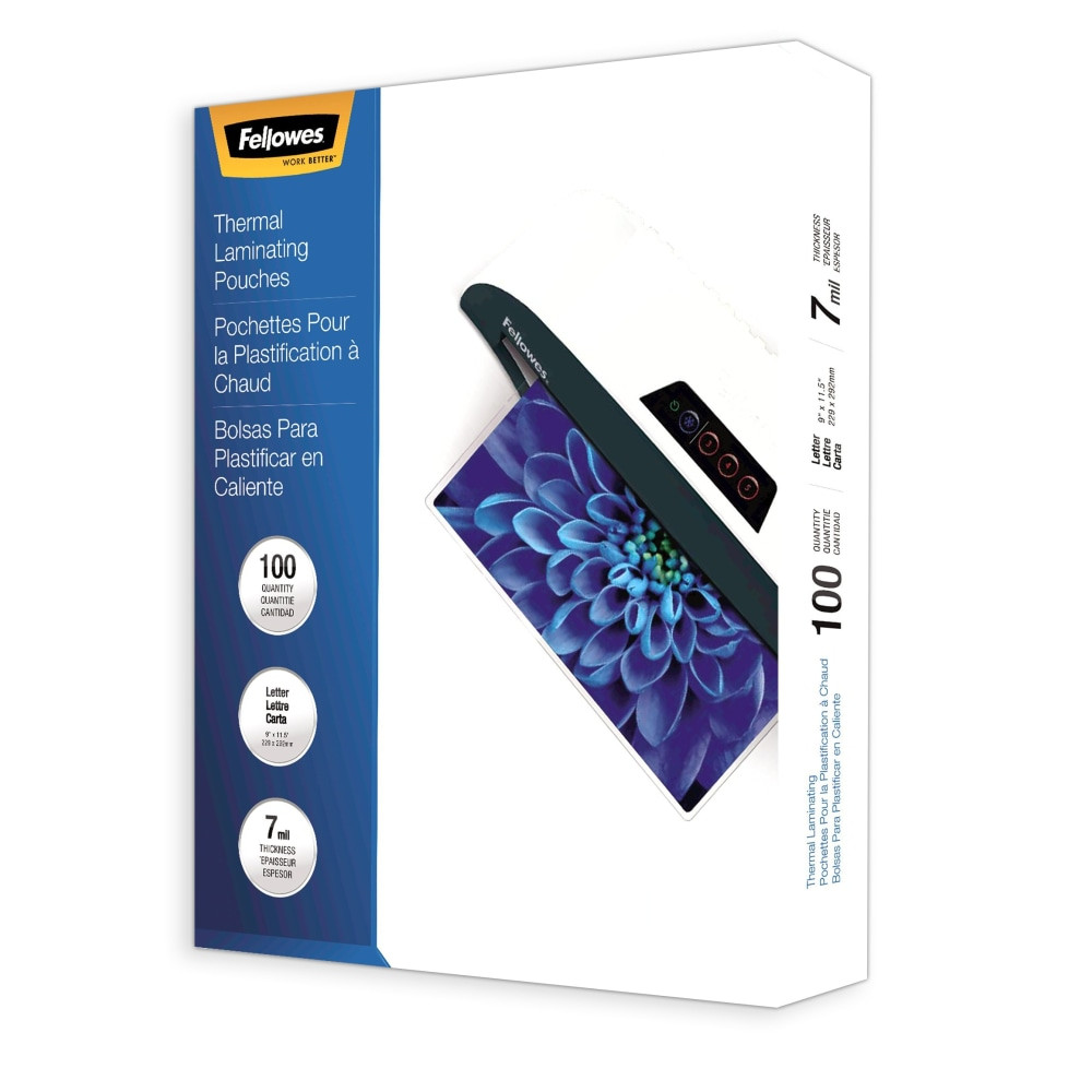FELLOWES INC. Fellowes 52041  Clear Laminating Pouches, 9in x 11 1/2in, 7 Mil Thickness, Glossy, Pack Of 100