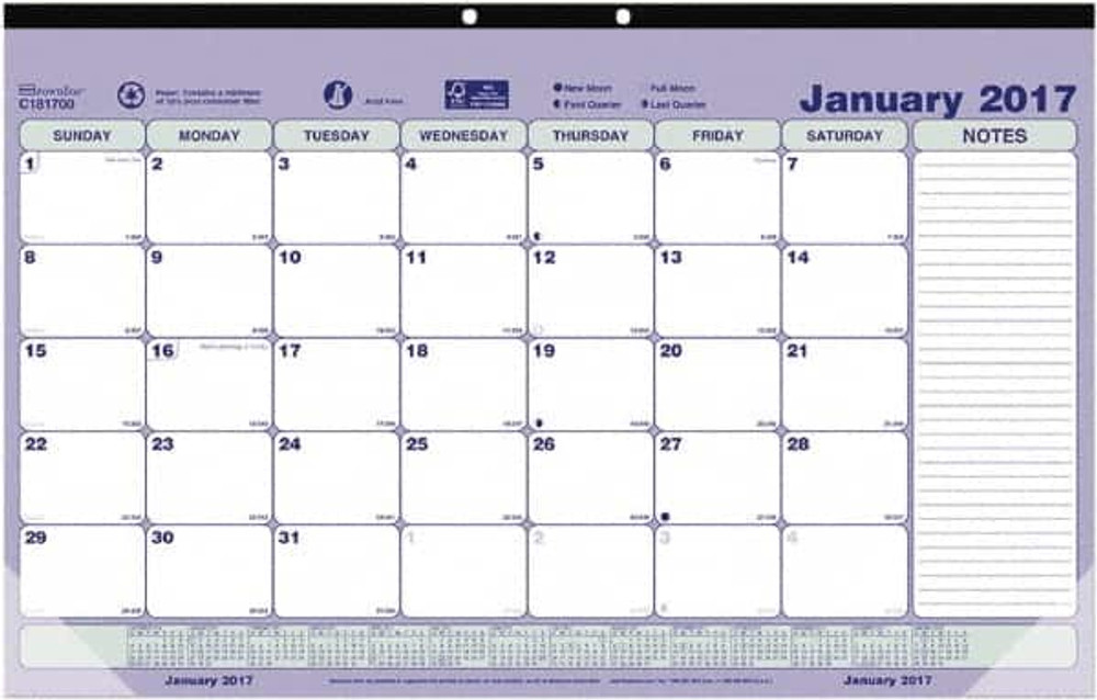 Brownline REDC181700 Desk Pad Calendar: 12 Sheets