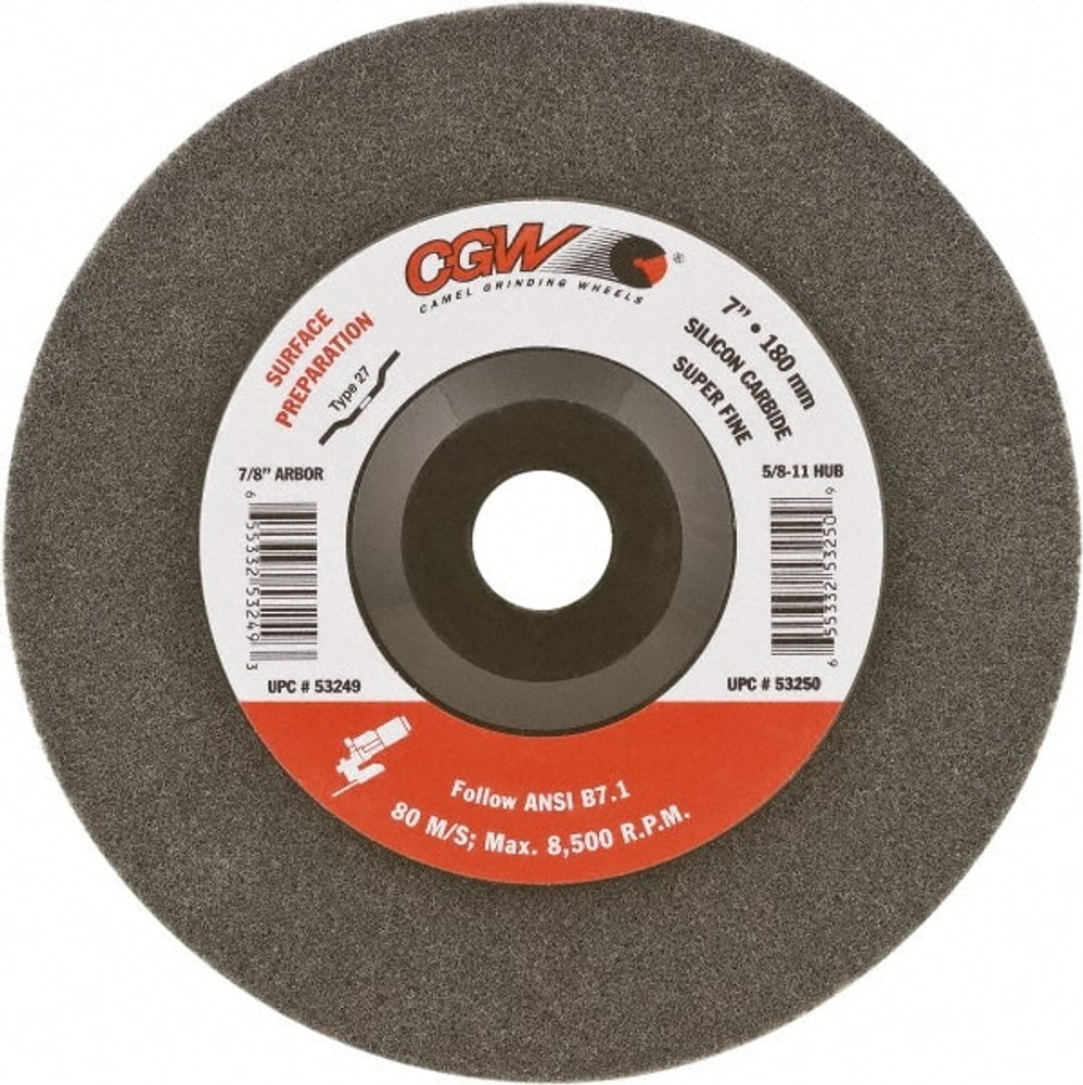 CGW Abrasives 53247 Deburring Disc: 4-1/2" Dia, 7/8" Hole, Very Fine Grade, Silicon Carbide
