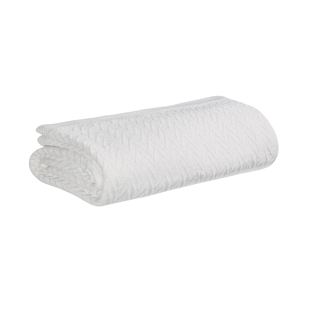 Enjoy the luxurious feel of the 1888 Mills Magnificence Blanket. This thermal blanket provides warmth and a classic look that complements your bedding collection.  Thermal blanket lends a warm, cozy feel.  Made of 100% cotton for softness.  Knit herringbone pattern creates a classic look.  White blanket fits most full-size beds.  This product is heavy and/or oversized and may need more than one person to handle.
